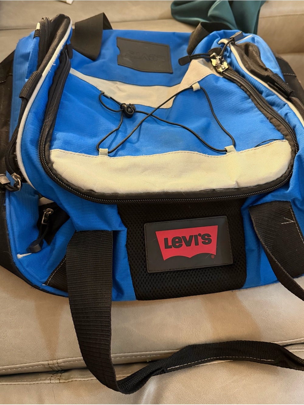 Levi’s Blue & Black Duffel Gym Travel Bag Multiple Compartments